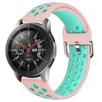 For Galaxy Watch 46 / S3 / Huawei Watch GT 1 / 2 22mm Smart Watch Silicone Double Color Watch Band, Size:L(Pink Green)