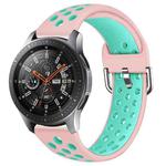 For Galaxy Watch 46 / S3 / Huawei Watch GT 1 / 2 22mm Smart Watch Silicone Double Color Wrist Strap Watchband, Size:S(Pink Green)