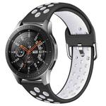 For Galaxy Watch 46 / S3 / Huawei Watch GT 1 / 2 22mm Smart Watch Silicone Double Color Wrist Strap Watchband, Size:S(Black White)