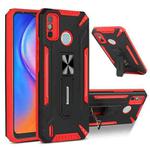 For Tecno Spark 6 Go War-god Armor TPU + PC Shockproof Magnetic Protective Case with Folding Holder(Red+ Black)