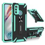 For Motorola Moto G60 War-god Armor TPU + PC Shockproof Magnetic Protective Case with Folding Holder(Green + Black)