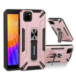 For Huawei Y5p War-god Armor TPU + PC Shockproof Magnetic Protective Case with Folding Holder(Rose Gold)