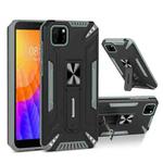 For Huawei Y5p War-god Armor TPU + PC Shockproof Magnetic Protective Case with Folding Holder(Grey + Black)