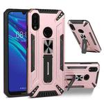 For Huawei Y6 2019 War-god Armor TPU + PC Shockproof Magnetic Protective Case with Folding Holder(Rose Gold)