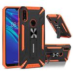 For Huawei Y6 2019 War-god Armor TPU + PC Shockproof Magnetic Protective Case with Folding Holder(Orange + Black)