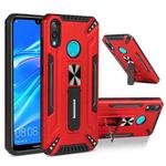 For Huawei Y7 2019 War-god Armor TPU + PC Shockproof Magnetic Protective Case with Folding Holder(Red)
