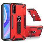 For Huawei Y8p War-god Armor TPU + PC Shockproof Magnetic Protective Case with Folding Holder(Red)