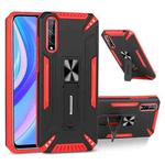 For Huawei Y8p War-god Armor TPU + PC Shockproof Magnetic Protective Case with Folding Holder(Red+ Black)