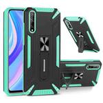 For Huawei Y8p War-god Armor TPU + PC Shockproof Magnetic Protective Case with Folding Holder(Green + Black)