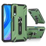 For Huawei Y9s War-god Armor TPU + PC Shockproof Magnetic Protective Case with Folding Holder(Dark Green)