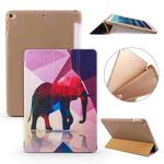 For iPad 10.2 Colored Pattern Horizontal Flip PU Leather Case, with Three-folding Holder & Honeycomb TPU Cover(Elephant)
