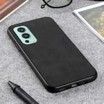 For OnePlus Nord 2 5G Two-color Cowhide Texture PU Shockproof Protective Case(Black)