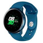 For Samsung Galaxy Watch Active2 Bluetooth Version 40mm Smart Watch Solid Color Silicone Watch Band, Size:S (Cyan)