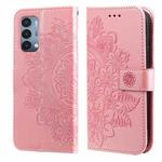 For OnePlus Nord N200 5G 7-petal Flowers Embossing Pattern Horizontal Flip PU Leather Case with Holder & Card Slots & Wallet & Photo Frame(Rose Gold)