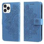 For iPhone 13 Pro Max 7-petal Flowers Embossing Pattern Horizontal Flip PU Leather Case with Holder & Card Slots & Wallet & Photo Frame (Blue)