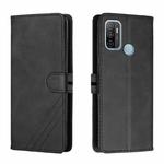 For OPPO A53 / A53s Stitching Style 2-Color Cow Texture Horizontal Flip PU Leather Case with Holder & Card Slot & Lanyard(Black)