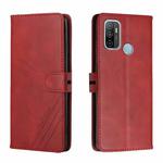 For OPPO A53 / A53s Stitching Style 2-Color Cow Texture Horizontal Flip PU Leather Case with Holder & Card Slot & Lanyard(Red)