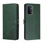 For OPPO A54 5G / A74 5G Stitching Style 2-Color Cow Texture Horizontal Flip PU Leather Case with Holder & Card Slot & Lanyard(Green)