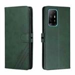 For OPPO A94 5G / A95 5G Stitching Style 2-Color Cow Texture Horizontal Flip PU Leather Case with Holder & Card Slot & Lanyard(Green)
