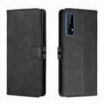 For Realme 7 Asia / Realme 7 Global Stitching Style 2-Color Cow Texture Horizontal Flip PU Leather Case with Holder & Card Slot & Lanyard(Black)