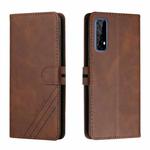 For Realme 7 Asia / Realme 7 Global Stitching Style 2-Color Cow Texture Horizontal Flip PU Leather Case with Holder & Card Slot & Lanyard(Brown)