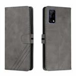 For Realme 7 5G Stitching Style 2-Color Cow Texture Horizontal Flip PU Leather Case with Holder & Card Slot & Lanyard(Gray)