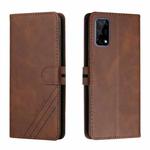 For Realme 7 5G Stitching Style 2-Color Cow Texture Horizontal Flip PU Leather Case with Holder & Card Slot & Lanyard(Brown)