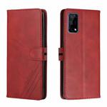 For Realme 7 5G Stitching Style 2-Color Cow Texture Horizontal Flip PU Leather Case with Holder & Card Slot & Lanyard(Red)