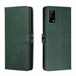 For Realme 7 5G Stitching Style 2-Color Cow Texture Horizontal Flip PU Leather Case with Holder & Card Slot & Lanyard(Green)