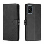 For Realme 7 Pro Stitching Style 2-Color Cow Texture Horizontal Flip PU Leather Case with Holder & Card Slot & Lanyard(Black)