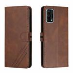 For Realme 7 Pro Stitching Style 2-Color Cow Texture Horizontal Flip PU Leather Case with Holder & Card Slot & Lanyard(Brown)