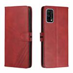 For Realme 7 Pro Stitching Style 2-Color Cow Texture Horizontal Flip PU Leather Case with Holder & Card Slot & Lanyard(Red)