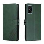 For Realme 7 Pro Stitching Style 2-Color Cow Texture Horizontal Flip PU Leather Case with Holder & Card Slot & Lanyard(Green)