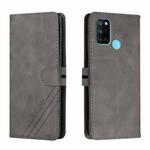 For Realme 7i Stitching Style 2-Color Cow Texture Horizontal Flip PU Leather Case with Holder & Card Slot & Lanyard(Gray)