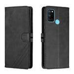 For Realme 7i Stitching Style 2-Color Cow Texture Horizontal Flip PU Leather Case with Holder & Card Slot & Lanyard(Black)