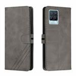 For Realme 8 / 8 Pro Stitching Style 2-Color Cow Texture Horizontal Flip PU Leather Case with Holder & Card Slot & Lanyard(Gray)