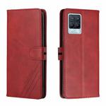For Realme 8 / 8 Pro Stitching Style 2-Color Cow Texture Horizontal Flip PU Leather Case with Holder & Card Slot & Lanyard(Red)