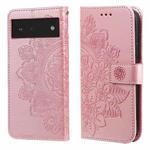 For Google Pixel 6 7-petal Flowers Embossing Pattern Horizontal Flip PU Leather Case with Holder & Card Slots & Wallet & Photo Frame(Rose Gold)
