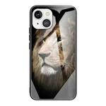 For iPhone 13 mini Tempered Glass + TPU Border Protective Case (Lion)