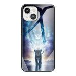 For iPhone 13 Colorful Painted Glass Shockproof Protective Case(Starry Lion)