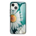 For iPhone 13 Colorful Painted Glass Shockproof Protective Case(Chamomile)