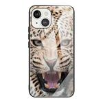 For iPhone 13 Colorful Painted Glass Shockproof Protective Case(Leopard)