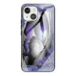 For iPhone 13 mini Colorful Painted Glass Shockproof Protective Case (Butterfly)