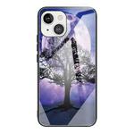 For iPhone 13 mini Colorful Painted Glass Shockproof Protective Case (Tree)