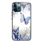 For iPhone 13 Pro Colorful Painted Glass Shockproof Protective Case (Flowers and Butterflies)