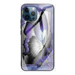 For iPhone 13 Pro Colorful Painted Glass Shockproof Protective Case (Butterfly)