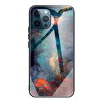 For iPhone 13 Pro Colorful Painted Glass Shockproof Protective Case (Clouds)