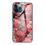 For iPhone 13 Pro Colorful Painted Glass Shockproof Protective Case (Flower)