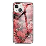 For iPhone 13 Pro Max Colorful Painted Glass Shockproof Protective Case (Flower)