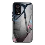 Colorful Painted Glass Shockproof Protective Case For OnePlus Nord 2 5G(Technology Rhombus)